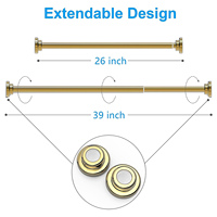 Tringle de Douche Extensible en Acier Inoxydable CF à Tension par Ressort, Télescopique, Sans Perçage, avec Base en Caoutchouc pour Salle de Bain