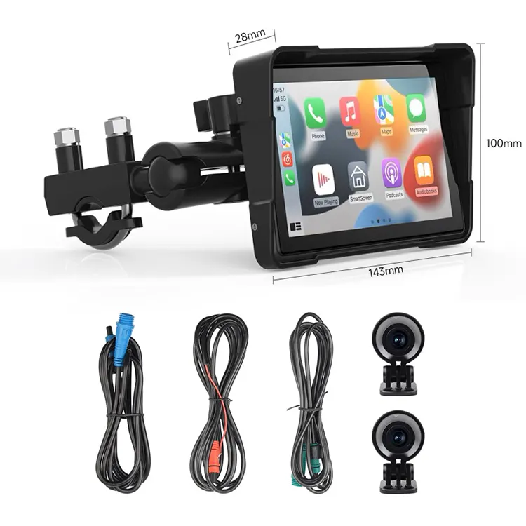 Zmecar tela carplay para motocicleta de 5 polegadas Sistema Carplay para motocicleta TPMS Navegação DVR carplay com câmera e tpms