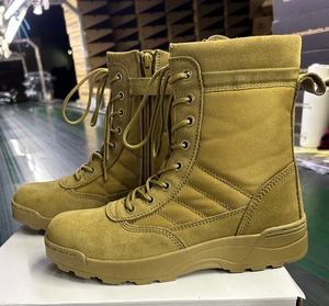 Bottes tactiques DFEDS TSB09 Coyote Brown avec fermeture éclair YKK, chaussures de combat désertiques de haute qualité, uniformes personnalisables - Product Image 1