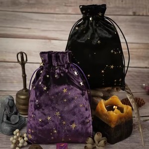 Velvet Tarot Oracle Cards Storage Bag Star Printed Tarot Pouch Rune <b>Dice</b> Crystal Jewelry Bag Multiple Use Pouch for Home Storage - Product Image 2