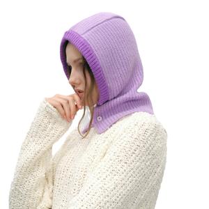 Bonnet d'hiver en tricot pour <span class=keywords><strong>femme</strong></span>, cagoule, écharpe chaude, bonnet en laine, cache-cou, col, cache-oreilles - Product Image 5