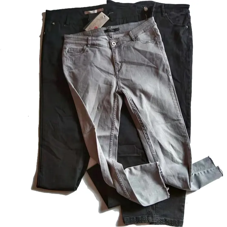 Calça jeans skinny de arco-íris para mulheres, calça de segunda mão usada para moças à granel