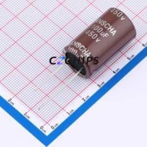 Condensateur électrolytique en aluminium à montage traversant DGE450M107N302S1AA, montage traversant, D18xL30mm 100uF 20% 450V 7.5mm - Product Image 1