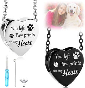 2025 sayap malaikat perhiasan kremasi hewan peliharaan kalung guci untuk abu untuk anjing hewan peliharaan perak Paw cetak liontin Memorial liontin - Product Image 1