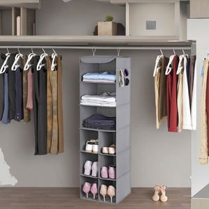 6-Shelf Foldable Linen Closet Organizer Multipurpose Hanging Storage for Clothing <b>Shoes</b> Collapsible <b>Wardrobe</b> Hanging Organizer - Product Image 4