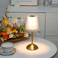Lámparas de Mesa LED de Lujo Inalámbricas Recargables con Función de Atenuación, Funcionamiento a Batería, Pantalla de Cristal Dorado Vintage, para Restaurante