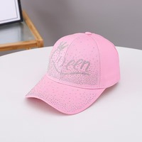 Casquette de baseball pour femme avec strass, couronne scintillante, lettres brillantes, diamants, visière incurvée, réglable, chapeau de soleil d'extérieur