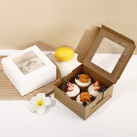 Boîte pliable en carton recyclable de qualité alimentaire pour aliments pour bébés et cupcakes, emballage avec fenêtre transparente pour 2/4/6/12 unités