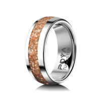 Bague classique en carbure de tungstène de 8 mm avec surface polie, sertie d'opale blanche, unisexe, idéale comme cadeau d'anniversaire de mariage