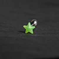 Perlmuttfarbener Stern-Zungenpiercing aus Acryl, fünfzackiger Stern, Unisex, verschiedene Längen, Zungenschmuck, Körperschmuck, grenzüberschreitend