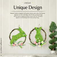 Paaskrans van rotan, houten tafeldecoratie, kunstbloemen, konijnen-deurhanger, rustieke binnenhuisdecoratie, Chinees gemaakt ornament
