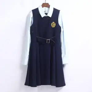 학교 원피스 교복 도매 직접 사용자 정의 학생 조끼 여자의 원피스 Pinafore frock 교복 초등