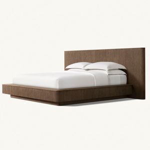 Muebles de Dormitorio de Madera de Roble Macizo Personalizados, Cama de Madera con Panel Extendido para Casa u Hotel - Product Image 6