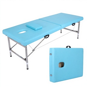 <b>Foldable</b> Massage <b>Table</b> With Built-In Headrest PU Leather Metal Frame Portable Salon Furniture Minimalist Design - Product Image 1