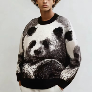 Streetlux personalizado al por mayor de la calle de los hombres de punto diseños casuales con Panda personalizado jacquard dibujos animados patrones de animales - Product Image 1