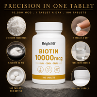 Comprimés de biotine et de collagène personnalisés OEM, complément alimentaire avec complexe de vitamines B pour les soins des cheveux, de la peau et des ongles
