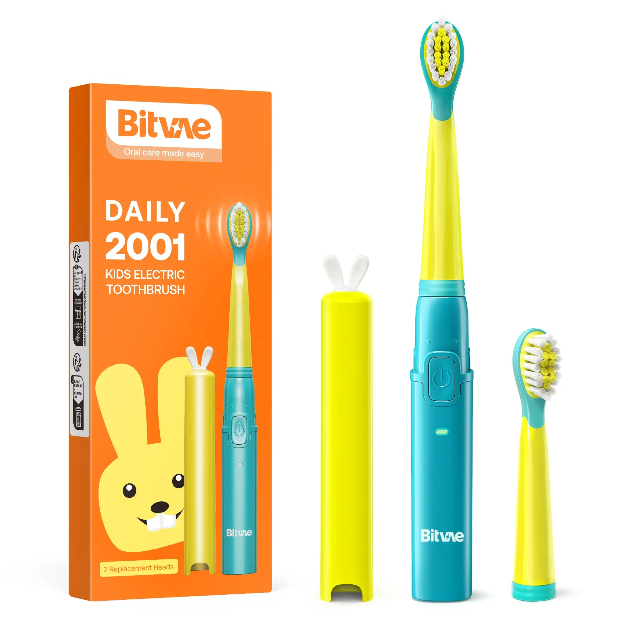 Bitvae BV 2001 Meilleure vente Brosse à dents électrique pour enfants avec 2 têtes de brosse