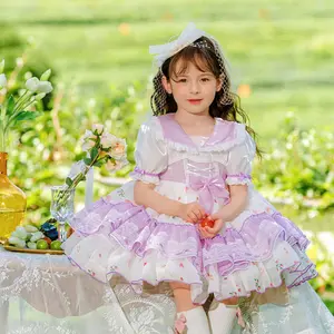 Wholesale brand baby clothes Luxury children gown ball kids clothing set Cute purple Lolita Spanish princess dress for girl