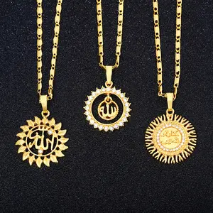 New Fashion Mid East Round Pendant Gold Stainless Steel Necklace Chain for Man and Women