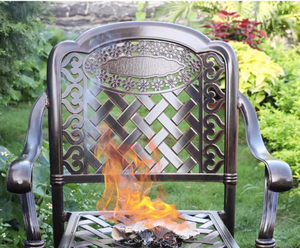 धातु वाणिज्यिक उद्यान आंगन आउटडोर फर्नीचर आयताकार 6 सीट प्राचीन 6 सीट प्राचीन लोहा डाइनिंग टेबल - Product Image 5