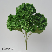 Buket Hydrangea Sutra 49cm Hortensia Sintetis Hijau Abu-abu Abadi Tahan Lama untuk Dekorasi Bunga di Hari Ibu Natal
