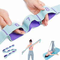 Bande de Résistance Élastique à 9 Boucles pour Yoga, Étirements, Danse et Pilates – Sangle de Tension pour Étirements des Jambes