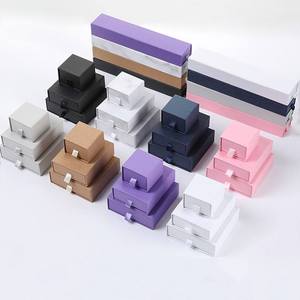 Custom Logo Sliding Drawer Jewelry Box Set <b>Thick</b> Paper Carton for Necklaces and Earrings Pink Black Red Premium Gift Box - Product Image 1