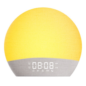 Fabric Wake Up Lamp Round <b>LED</b> Night Light With Sunrise Simulation And White Noise For Sleep Aid Alarm <b>Clock</b> - Product Image 1
