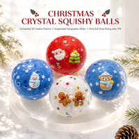 Boule de gelée fantaisie de Noël, transparente, décorative, flocon de neige, paillettes, cadeau pour enfants et adultes, souvenir de fête saisonnière, vente au détail