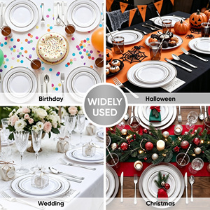 Complete <b>Disposable</b> Plastic Dinnerware Set Multi-person Serving Tableware Kit <b>Disposable</b> <b>Plates</b> Cutlery Cups Napkins for Party - Product Image 4