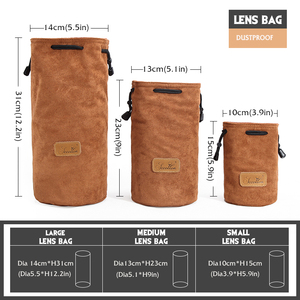 Estuche Protector Redondo de Terciopelo Suave con Cordón para Lentes de Cámara, para Lentes DSLR y <span class=keywords><strong>Mirrorless</strong></span> de <span class=keywords><strong>Canon</strong></span>, Sony y Nikon - Product Image 4