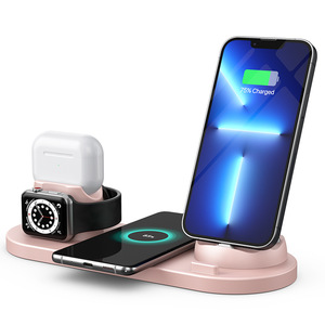 แท่นชาร์จไร้สาย 6 in 1 15W ชาร์จเร็ว สำหรับโทรศัพท์ นาฬิกา หูฟัง สถานีชาร์จอุปกรณ์หลายชนิด ช่องเสียบ USB Type C - Product Image 1
