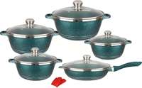 Ensemble de casseroles et poêles antiadhésives en aluminium avec revêtement marbré professionnel de 12 pièces, ensemble de cuisine pour la cuisson quotidienne