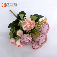 Bouquet de lavande artificielle en plastique, fleurs de jardin réalistes en soie, pivoine, rose, ranunculus, décoration extérieure pour la maison
