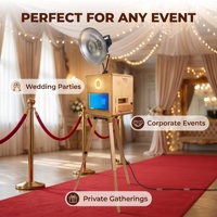 Photomaton rétro en bois avec écran tactile de 15,6 pouces et anneau lumineux LED intégré pour les réceptions de mariage, les célébrations familiales et les rassemblements