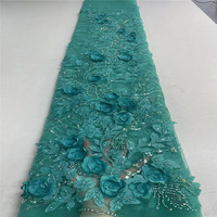 Vente en gros de tube de perles en dentelle tissu de fleurs brodées de paillettes tissu pour fleurs broderie en maille tissu pour robe de mariée pour femmes