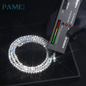 สร้อยคอเทนนิสคลาสสิกแบบฝังเพชรโมอิสซาไนต์ <span class=keywords><strong>VVS</strong></span> เกรดพรีเมียม ทองคำขาว 925 เงินแท้ สำหรับผู้ชายและผู้หญิง - Product Image 1