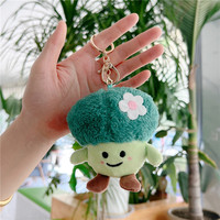 Vente en gros de porte-clés en peluche brocoli jouets poupée peluche chou-fleur super doux oreiller mignon pour sac breloques porte-clés brocoli