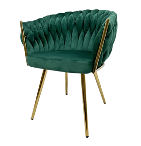 Silla de habitación moderna de nuevo diseño directo de fábricas tejidas de ratán Silla de terciopelo con patas de metal dorado - Product Image 3