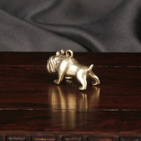 1 pièce Porte-clés chien de tauromachie en laiton, Figurine antique artisanale du chien du zodiaque, Accessoires faits main, Vente en gros