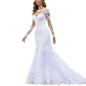 Venta al por Mayor de Vestidos de Novia de Encaje Blanco para Mujer 2023, Elegantes Vestidos de Novia para Mujer 2022 - Product Image 1