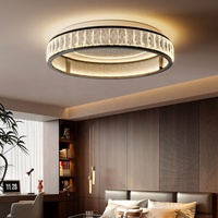 Plafonnier LED Minimaliste en Acier Inoxydable et Cristal pour Salon et Chambre Principale - Ambiance Luxueuse