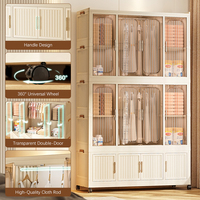 DAYOOH Armoire de rangement pliable transparente pour vêtements, amovible, portable, anti-poussière, en plastique