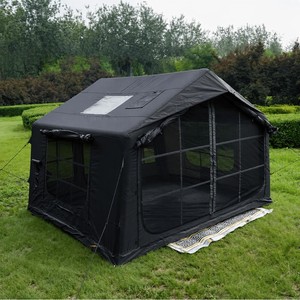 Black 8 Square Meter Inflatable Air Camping <b>Tent</b> <b>Waterproof</b> 420D Oxford UV Proof Double Door Mesh Windows Family Outdoor <b>Tent</b> - Product Image 5