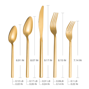 Juego de cubiertos de acero inoxidable dorado para boda, al por mayor, que incluye cuchillos, tenedores y cucharas - Product Image 2