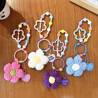Porte-clés pendentif en crochet fait main, motif fleur en peluche aux couleurs vives, jouet décoratif KIVA Party, rembourré en coton PP