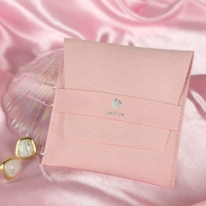 Bolsa Pequeña de Microfibra Rosa Personalizada de Alta Calidad y Duradera para Joyería, Bolsa para Guardar Aretes y Pulseras, Embalaje para Regalos - Product Image 2