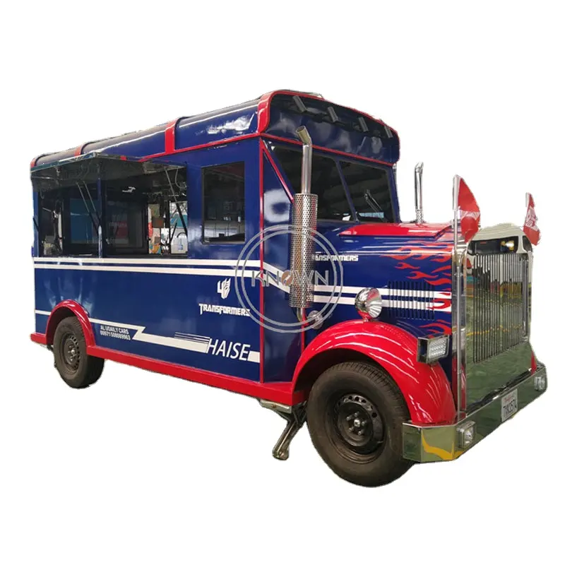 OEM natale nuovo Design Mobile camion elettrico gelato furgoni Hot Dog Snack caffè carrelli alimentari con naso grande e camino in vendita