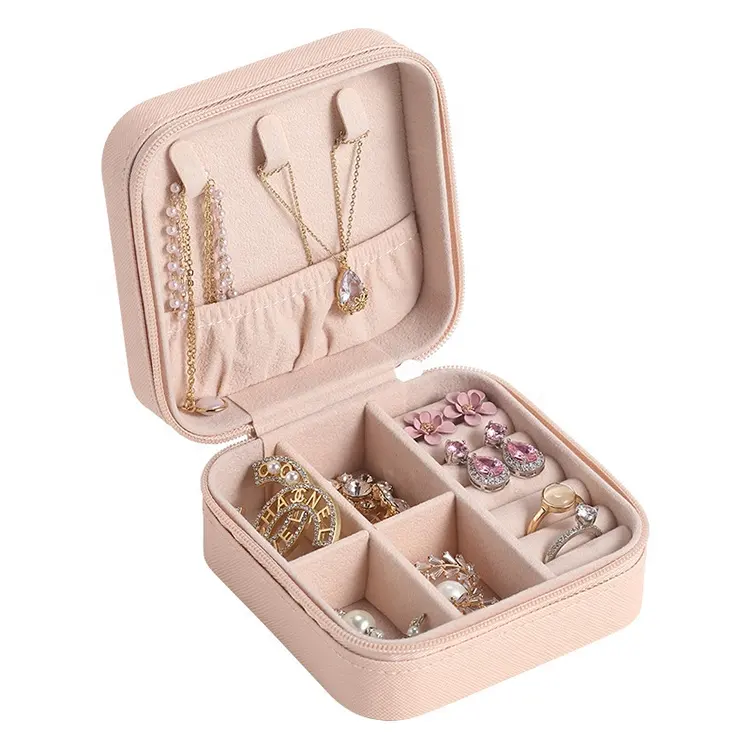 Fashion Portable Small Jewelry Boxes Travel Earrings Necklace Ring Organizer Storage Case Leather Jewelry Box