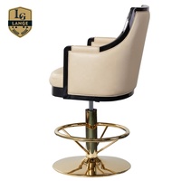 Chaise de jeu de casino réglable à base dorée avec dossier confortable pour les croupiers VIP et les joueurs aux tables de Baccarat Mahjong